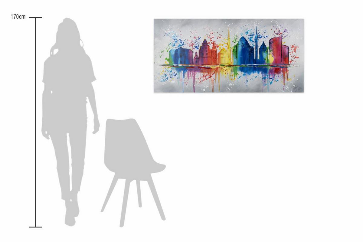 ACRYLBILD HANDGEMALT 120/60 cm - Multicolor/Grau, Holz/Textil (2/60cm) - KUNSTLOFT