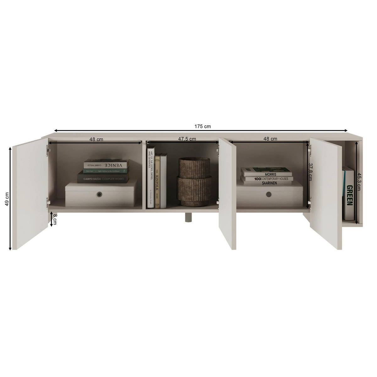 TV stolek Arkadia kašmírově šedý 175/49/35 cm - kašmírová, kompozitní dřevo (175/49/35cm) - Selsey