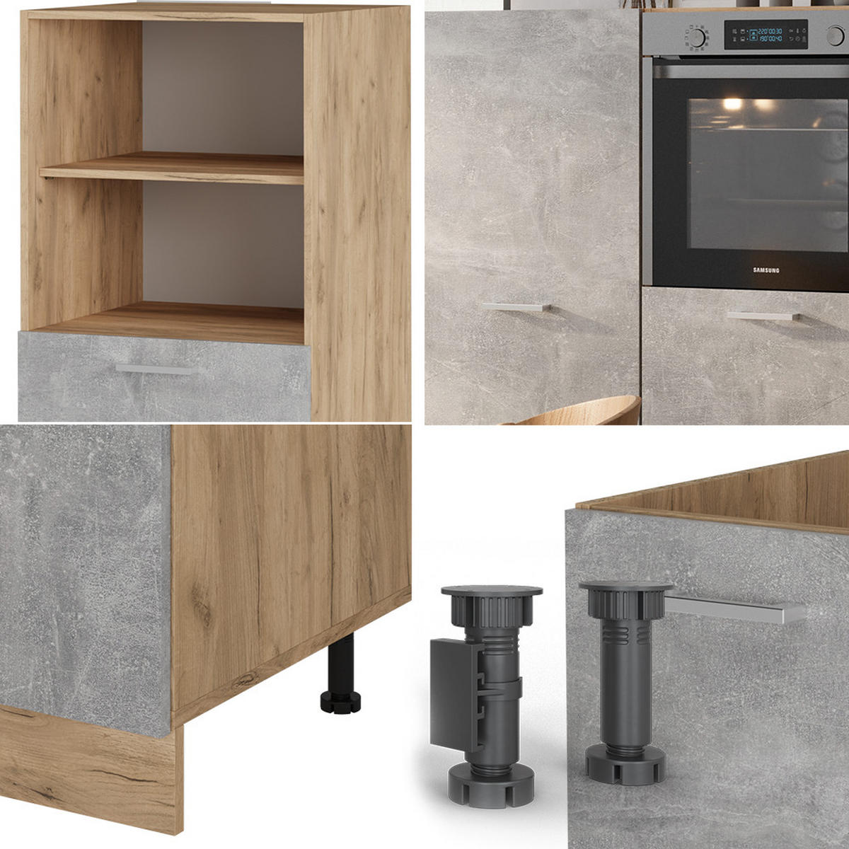 Honigeiche/Grau, Holzwerkstoff (180/81.6/46cm) - Vicco