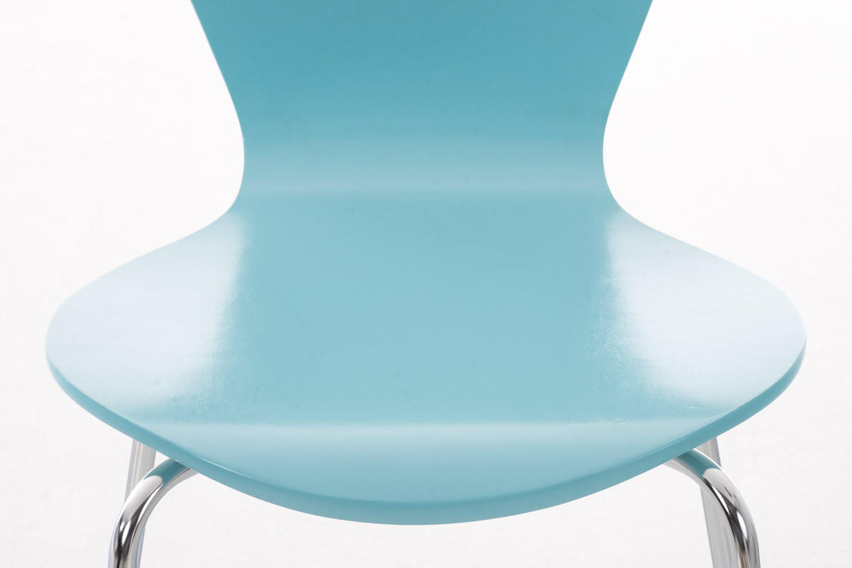 BESUCHERSTUHL Calisso mit Holzsitz und Metallgestell, Farbe: Hellblau - Blau/Chromfarben, Holz/Metall (42/85/47cm) - TPFLiving