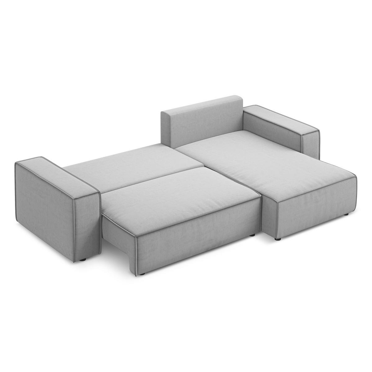 ECKSOFA mit Schlaffunktion Samt Stoff Grau - Schwarz/Grau, Kunststoff/Textil (290/185cm) - LaMiaSofa