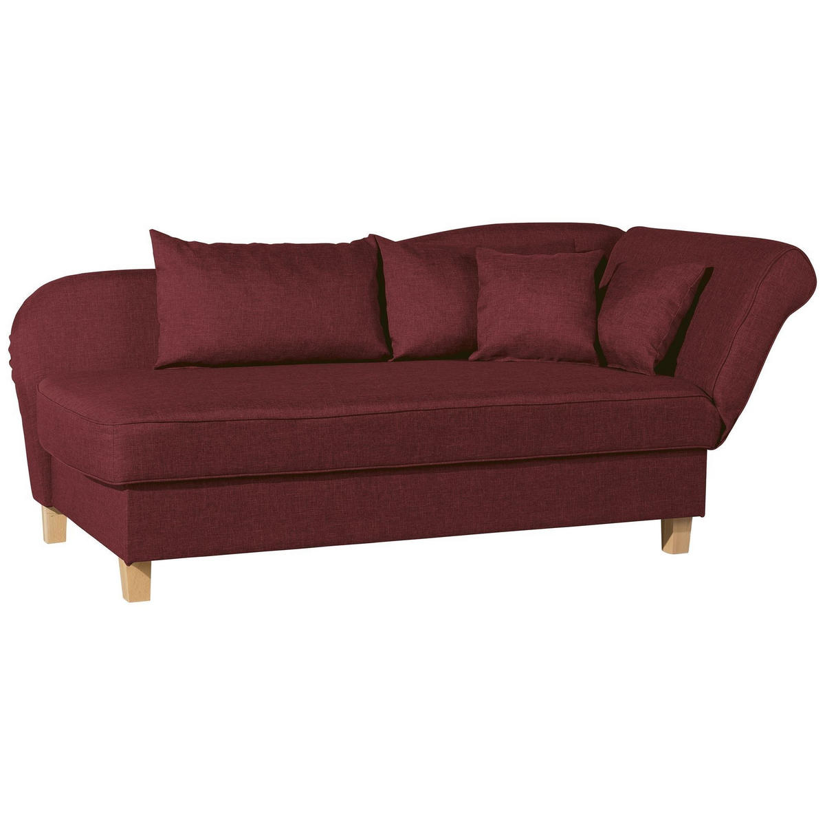 RECAMIERE mit Armteil rechts klappbar Katia Bezug Flachgewebe Buche natur / rot - Rot, Kunststoff (190/82/88cm) - 58aufmkessel