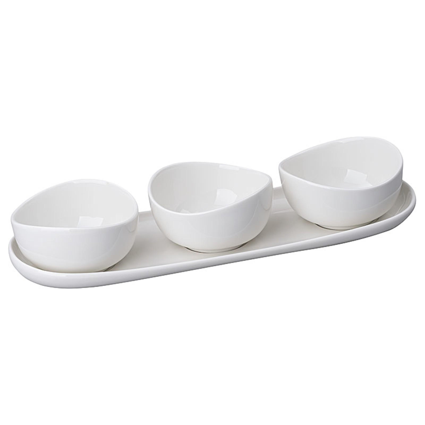 DIPSCHALEN Set MILANO 4tlg. - Weiß, Keramik (33/12/7cm) - Mulex