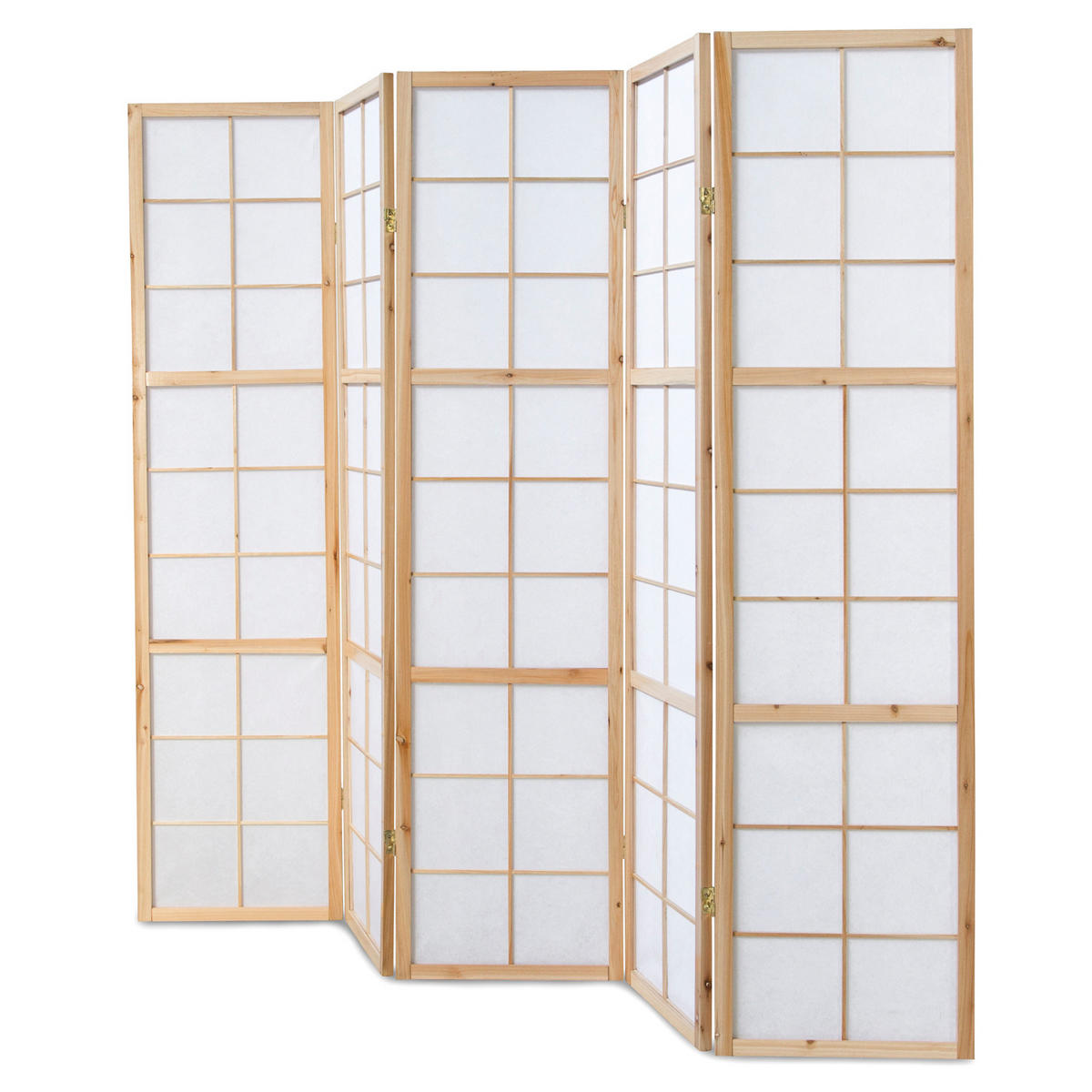 PARAVENT 5-tlg. 220/175 cm Braun Shoji - Braun, Holz (220/175/2cm) - Homestyle4u