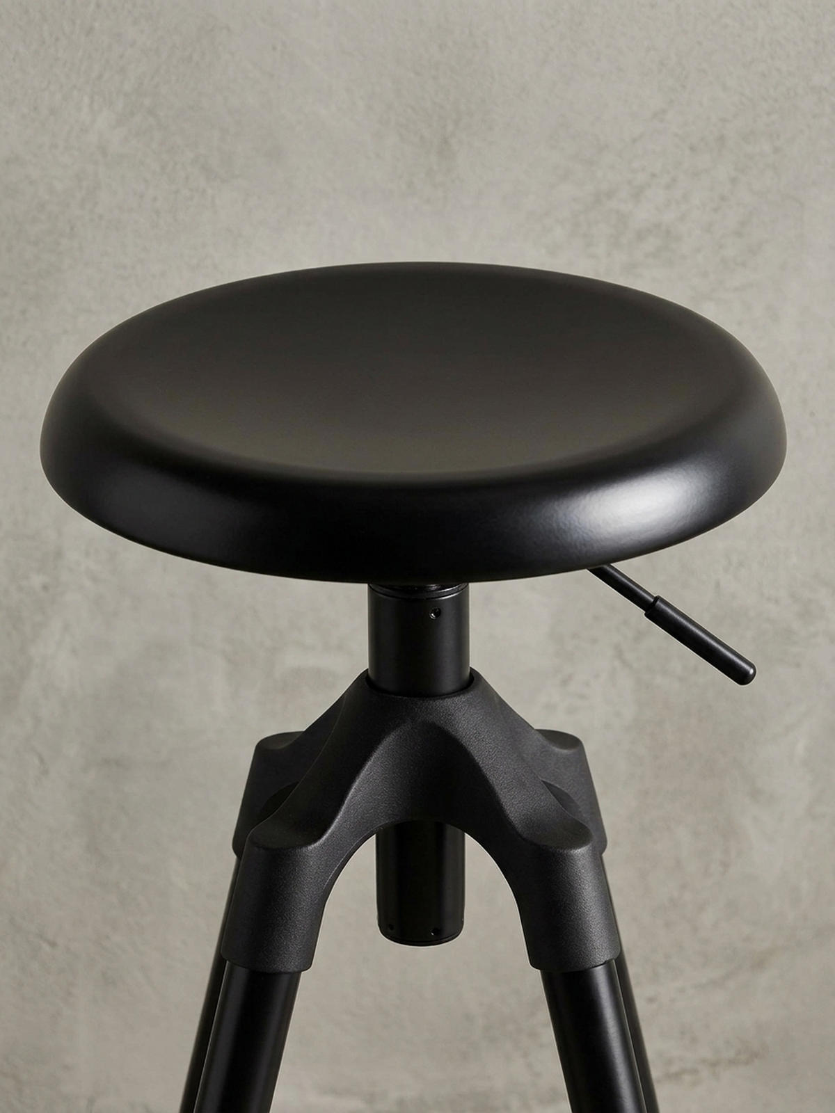 BARHOCKER Industrial Höhenverstellbar Drehbar Goldfarben TIBER, Schwarz 53x53x80 cm - Schwarz, Kunststoff/Metall (53/80/53cm) - KADIMA DESIGN