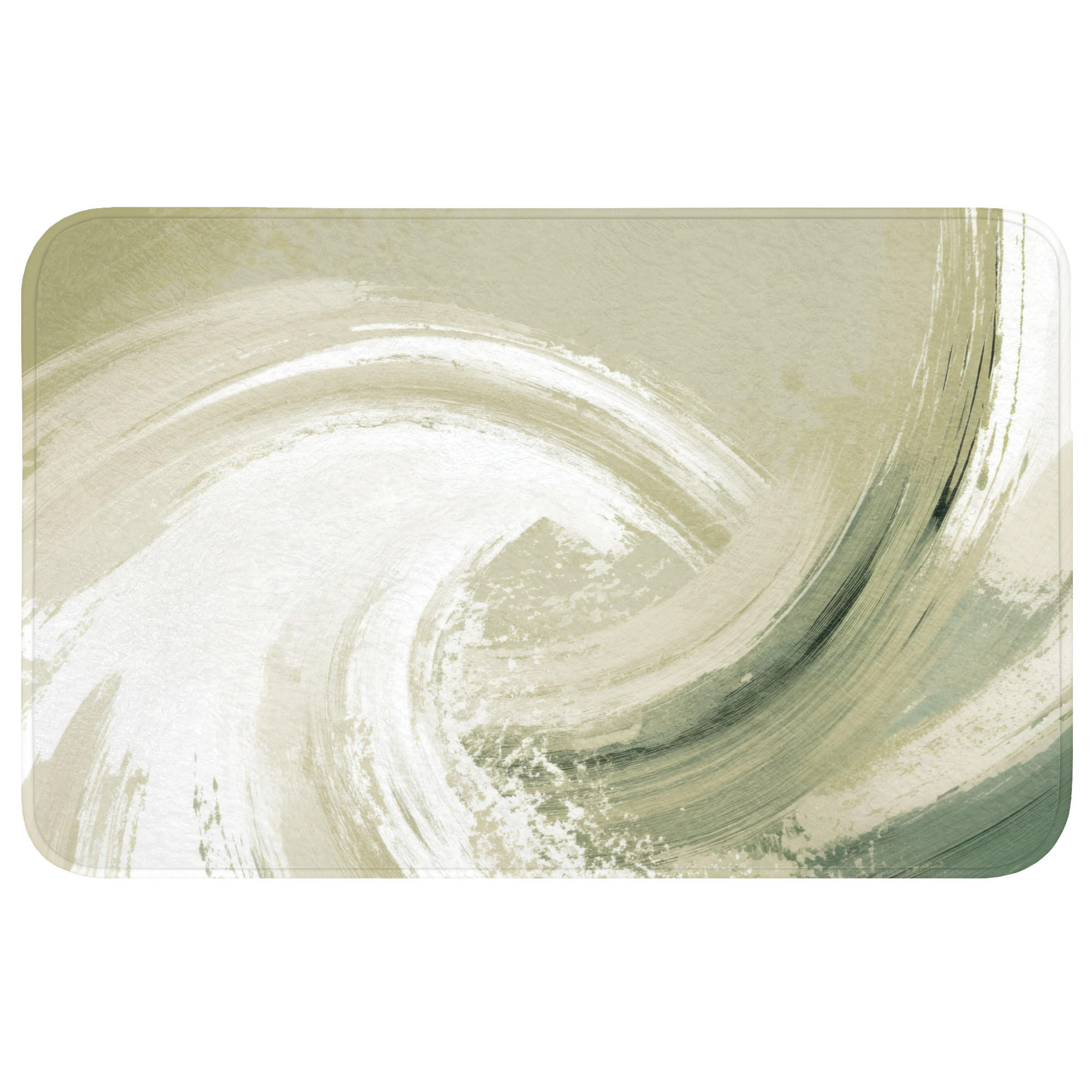 BADEMATTE Abstrakt - Pinselstriche - Wellen - Grün Badvorleger 80x50 cm - Mintgrün, Kunststoff/Textil (80/50cm) - OnlyWow