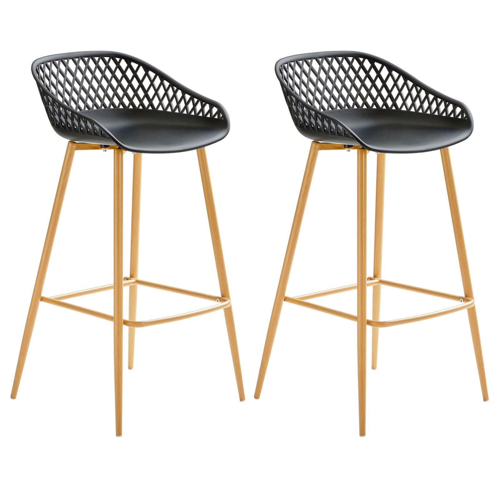 BARHOCKER IREK 2ER-SET - Schwarz/Sonoma Eiche, Textil (48/96/48cm) - IDIMEX