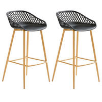 BARHOCKER IREK 2ER-SET - Schwarz/Sonoma Eiche, Textil (48/96/48cm) - IDIMEX