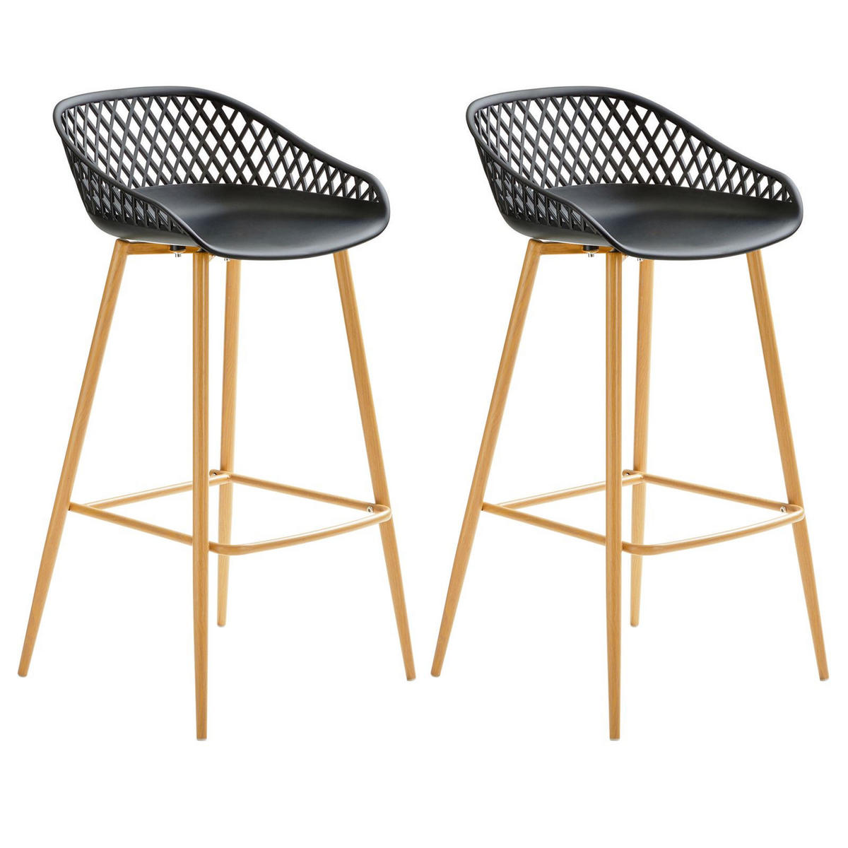 BARHOCKER IREK 2ER-SET - Schwarz/Sonoma Eiche, Textil (48/96/48cm) - IDIMEX