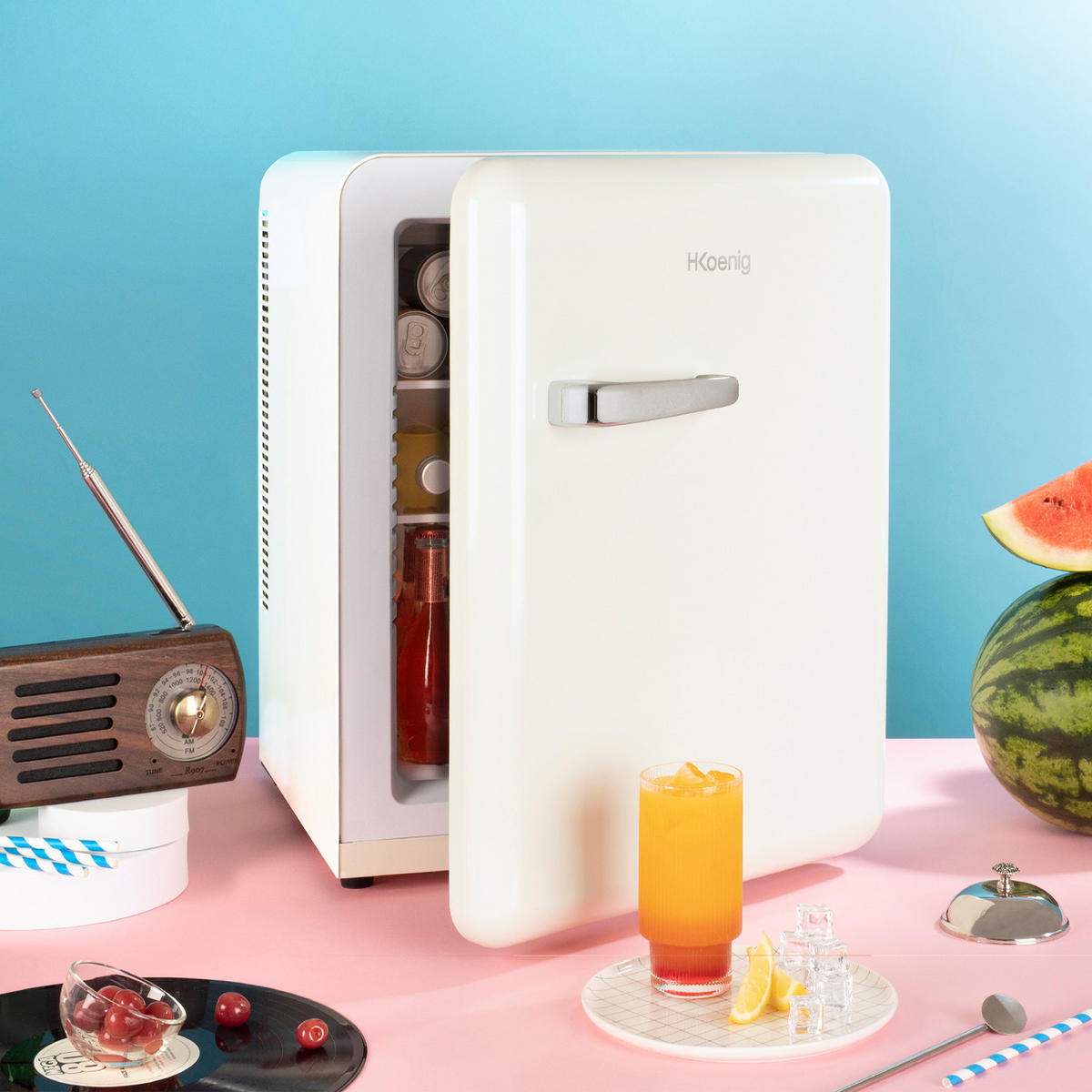 MINI-KÜHLSCHRANK TOAD8, Beige, 31L - Beige, Metall (42/54/48cm) - HKoenig