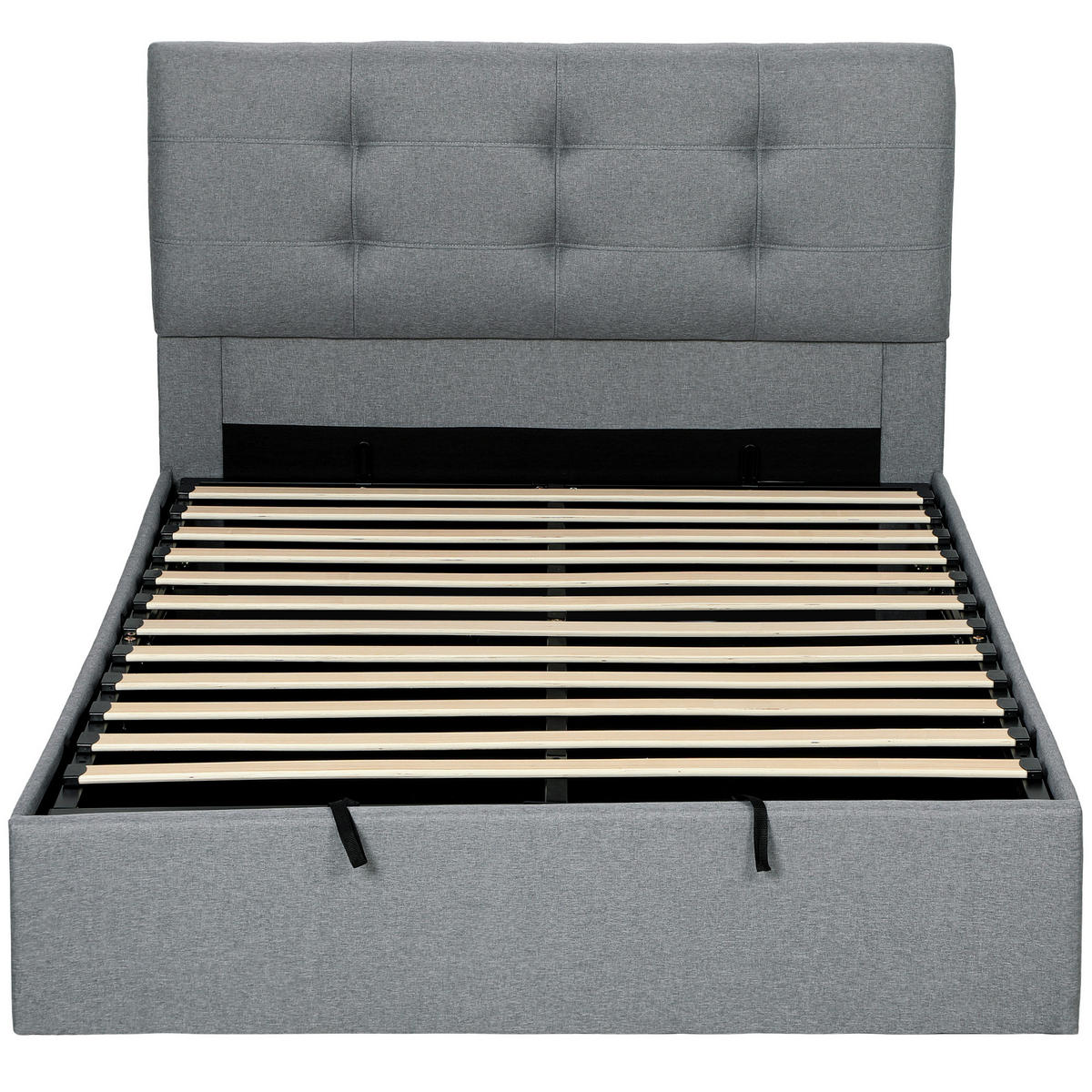 BETT 140x190 cm DE-14637 mit Lift-Stauraum und gepolstertem Kopfteil Grau - Grau, Textil (140/190cm) - ComfortXL
