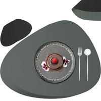 TISCHSET - Kunstleder - Doppelseitig - Grau/Schwarz - Organisch - 44x37cm - 12 Stück - Grau, Kunststoff (44/37cm) - Sänger