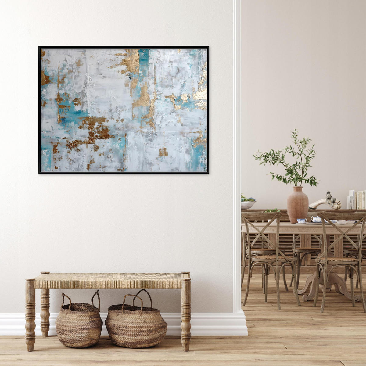 BILDER mit Rahmen Marmor Abstrakt Grau 120x80 cm - Multicolor, Holzwerkstoff (120/80cm) - Wallarena