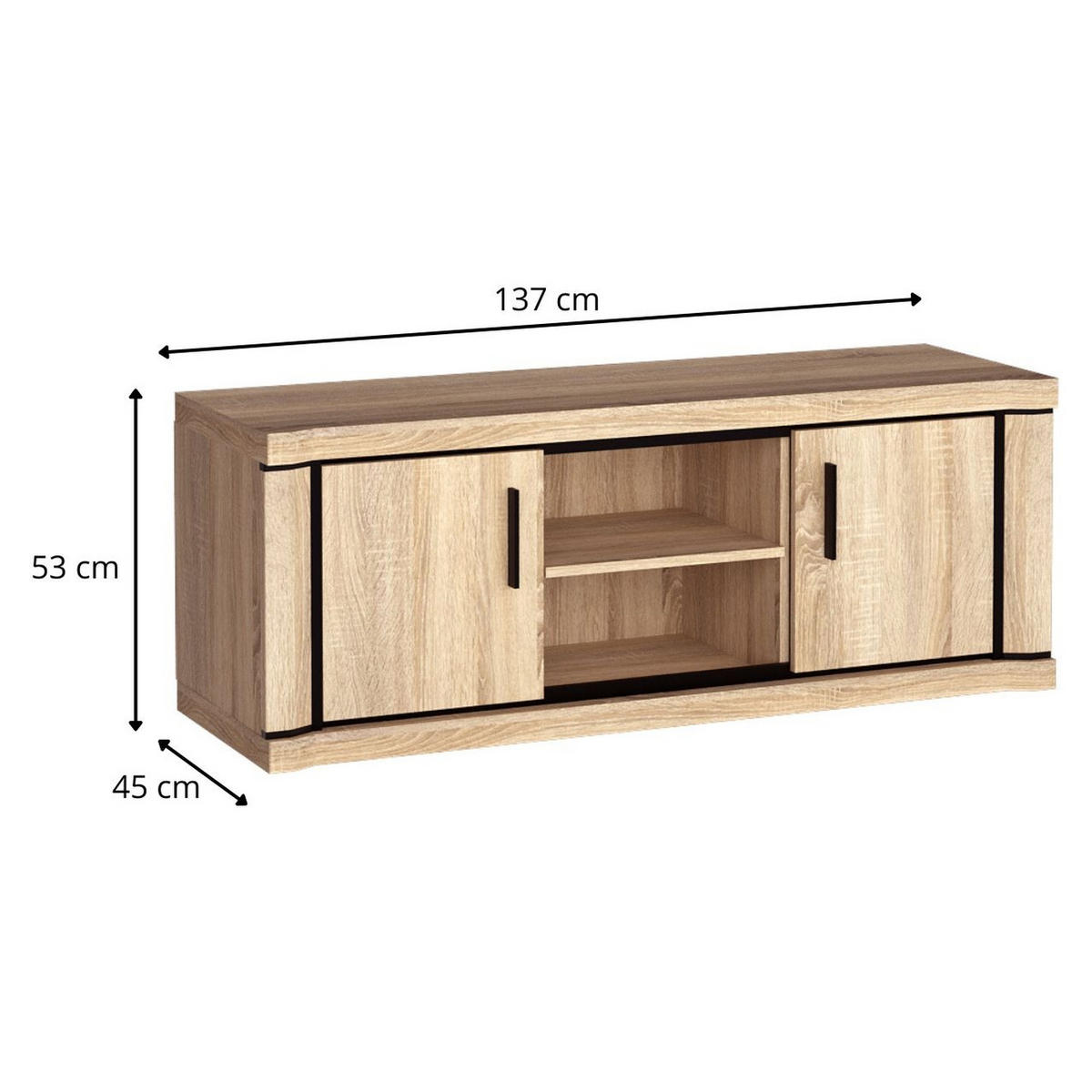 TV-LOWBOARD Dallas D-12 137 x 53 x 45 cm Eiche Sonoma - Sonoma Eiche, Holzwerkstoff/Kunststoff (137/53/45cm) - Koseto