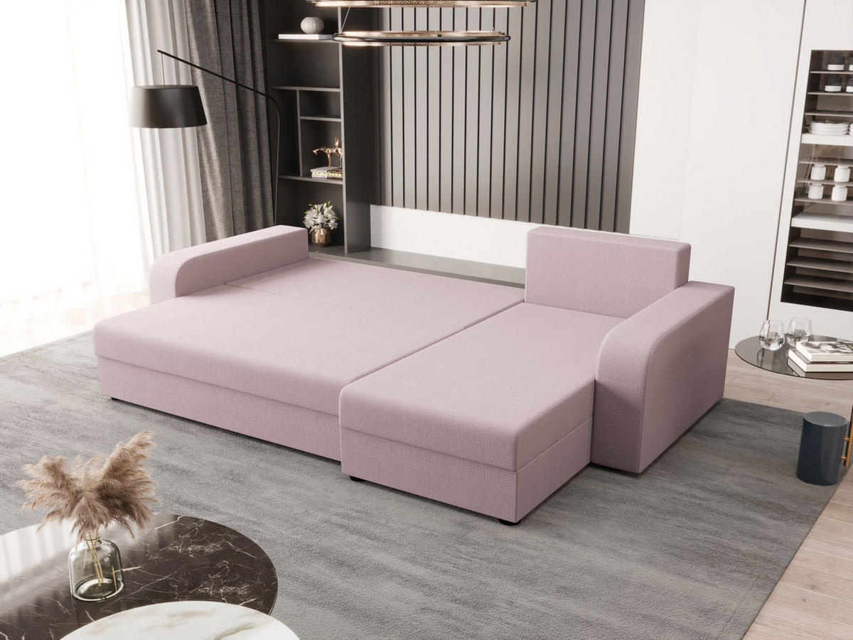 ECKSOFA HEWLET L BIS Cosmic 14 Links mit Schlaffunktion - Rosa, Textil (240/140cm) - Bedante
