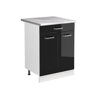 SKŘÍŇKA POD DŘEZ R-Line, Černý vysoký lesk/Bílá, 60 cm pracovní deska Mramor - bílá/vysoce lesklá černá, kompozitní dřevo (60/81.6/60cm) - Vicco