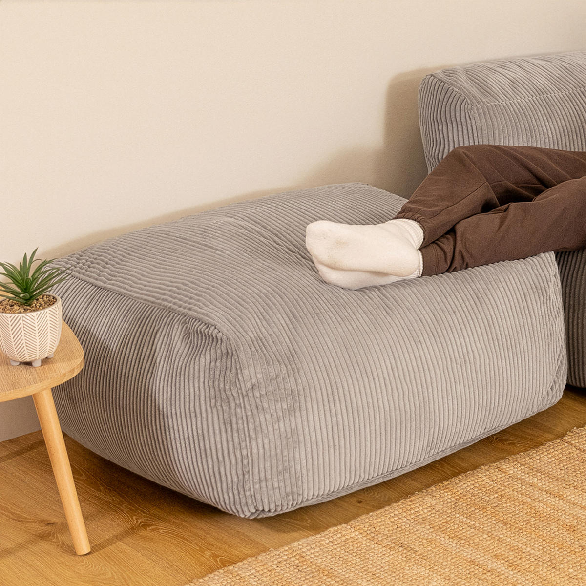 SITZSACK-OTTOMANE ZEN modular Cord - Grau, Textil (95/46/95cm) - icon