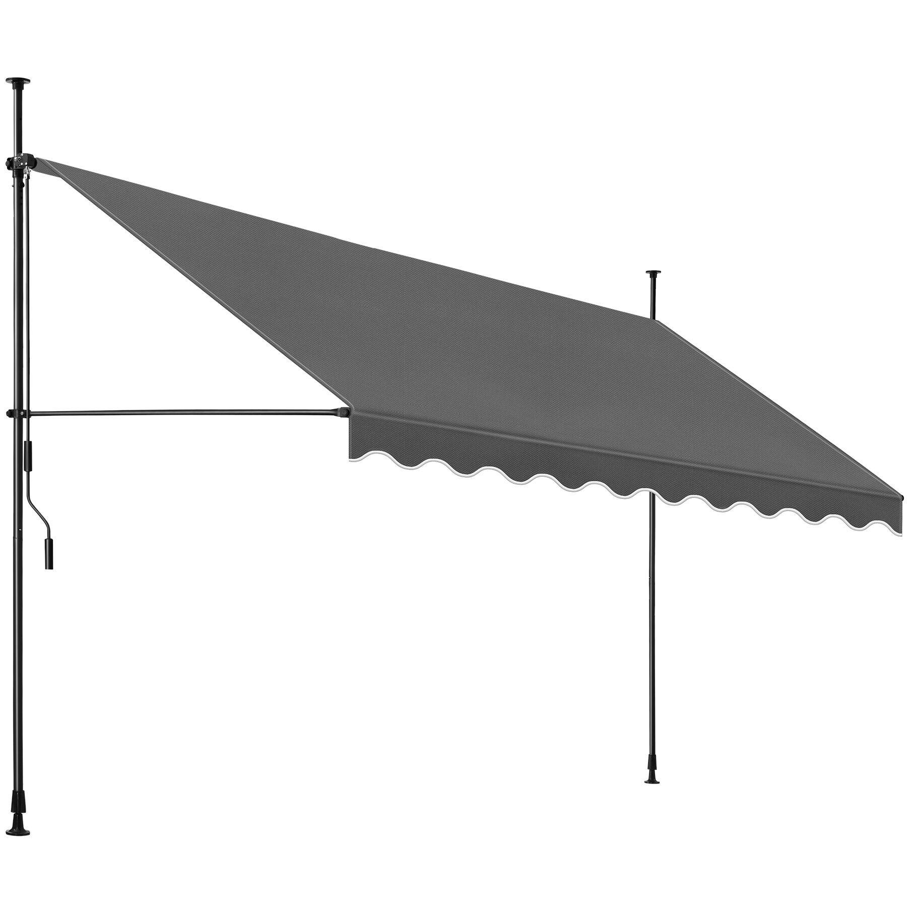 KLEMMMARKISE , einfache Montage, schwarz/grau - Schwarz/Grau, Textil (400/304/180cm) - tectake