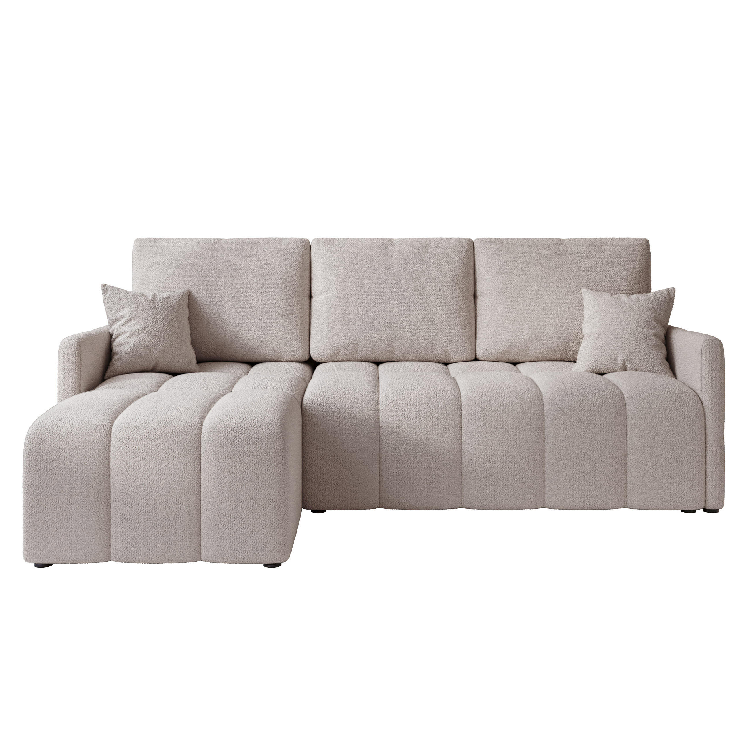 ECKSOFA LUPOO mit Schlaffunktion und Bettkasten Hellgrau - Hellgrau, Holzwerkstoff/Kunststoff (213/152cm) - Idohome