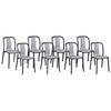 GARTENSTUHL 8er-Set Kunststoff grau/schwarz Spezia - Schwarz/Grau, Kunststoff (42/89/49cm) - Beliani