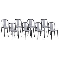 GARTENSTUHL 8er-Set Kunststoff grau/schwarz Spezia - Schwarz/Grau, Kunststoff (42/89/49cm) - Beliani
