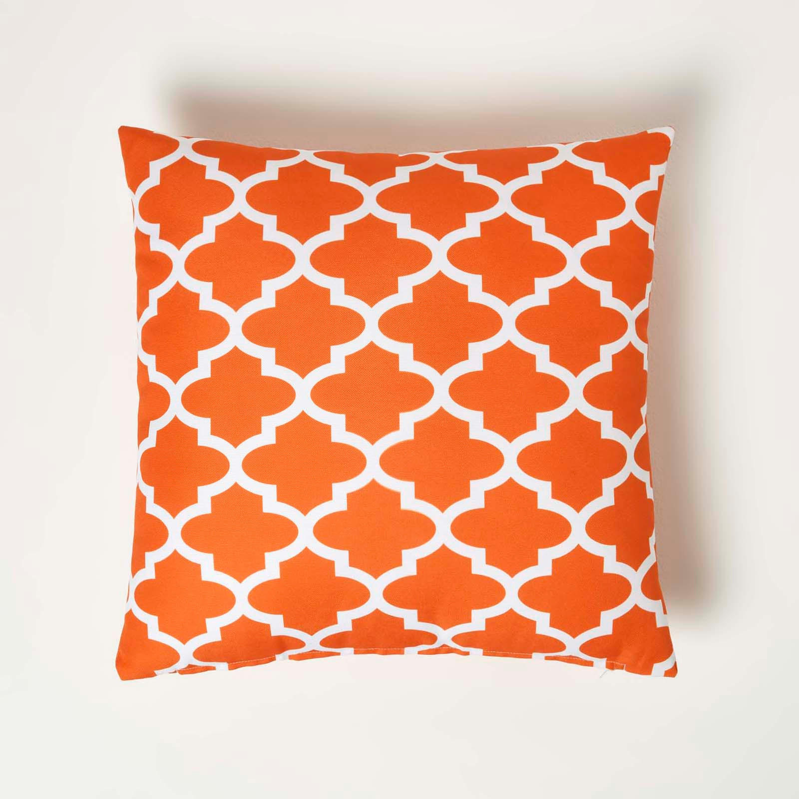 OUTDOOR-KISSEN NOLA 2er-Set 45/45 cm – orange gemustert - Orange, Textil (45/45cm) - Homescapes