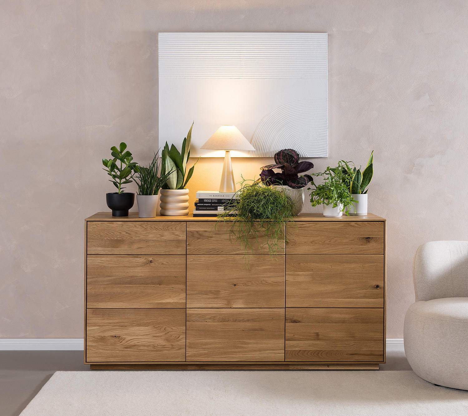 SIDEBOARD - Wildeiche massiv - Wildeiche, Holz (178/89/44cm) - home24