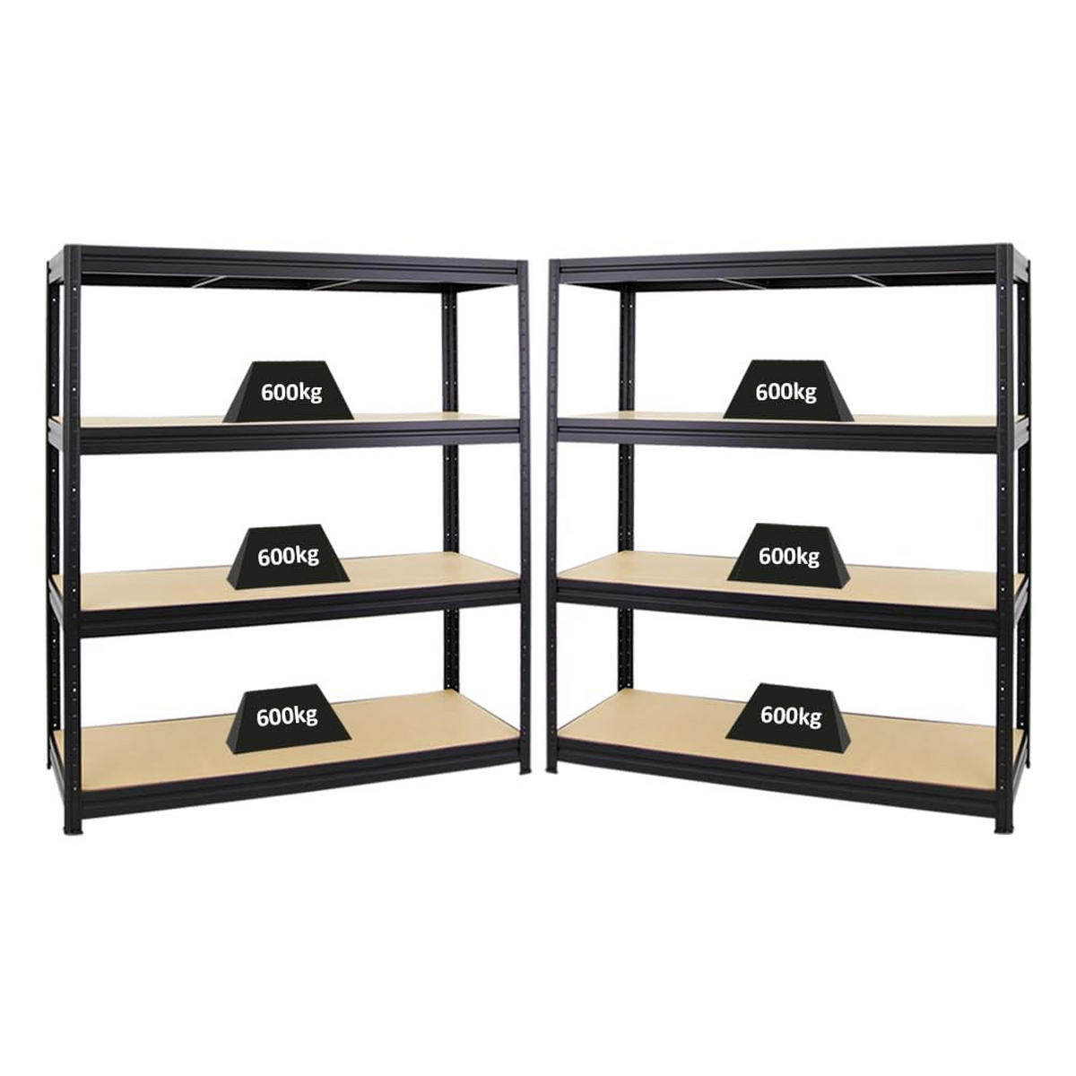 SCHWERLASTREGAL Dino 2er-Set mit 2x 180x160x60 cm Fachlast 600 kg Schwarz - Schwarz, Metall (320/180/60cm) - PROREGAL
