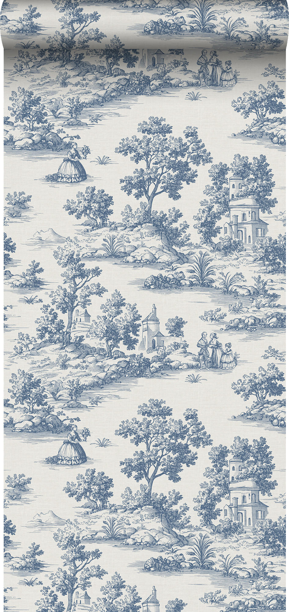 TAPETE Toile de Jouy 53 cm x 10 m - Blau, Papier (53/1000cm) - Sanders & Sanders