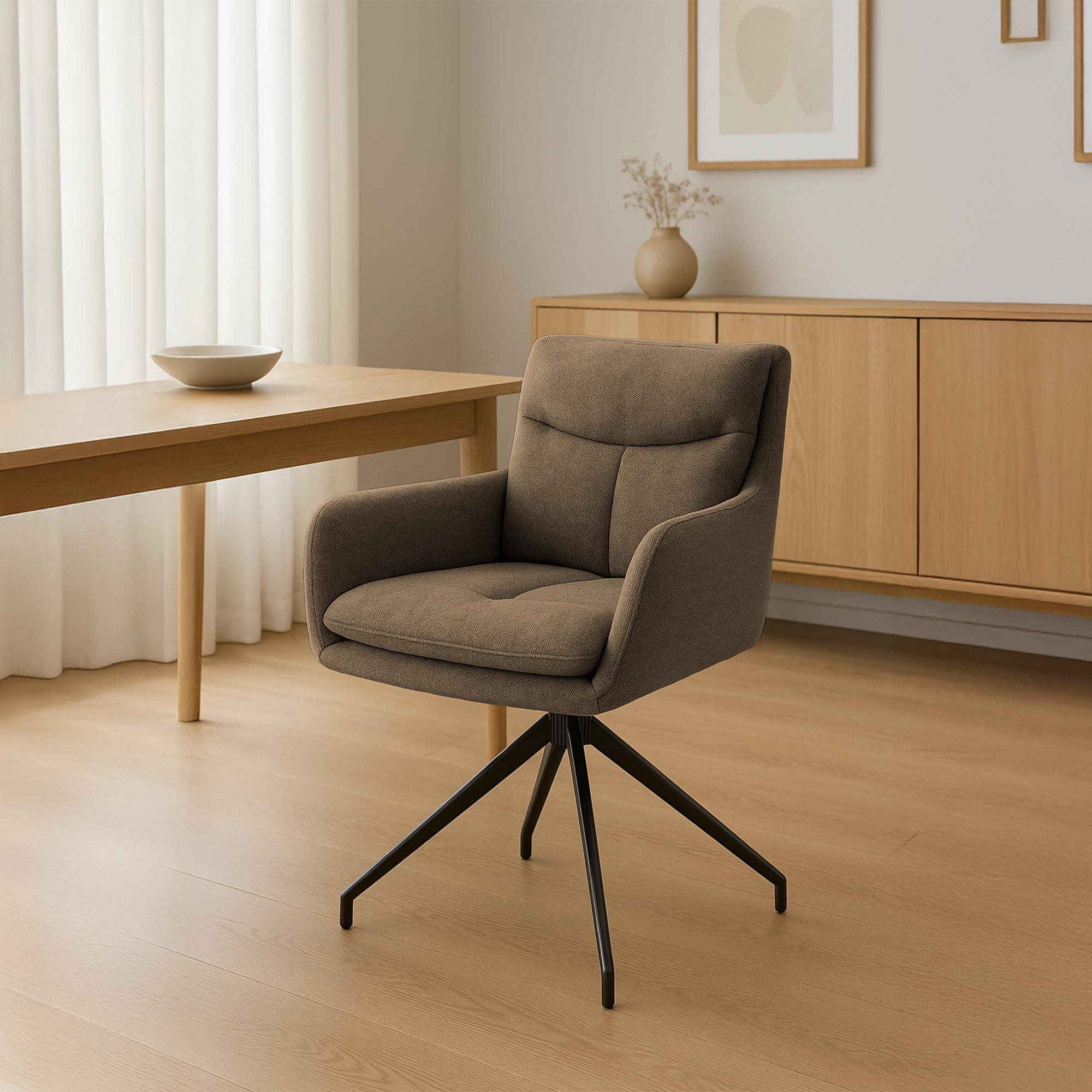 ESSZIMMERSTUHL Stoff Braun - Schwarz/Braun, Textil/Metall (57/83/62cm) - CLP