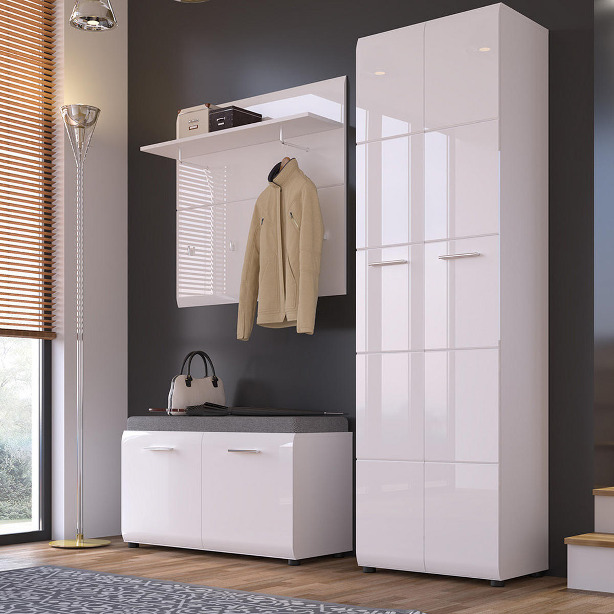 GARDEROBENSCHRANK Malabo-129 - Weiß, Holzwerkstoff (59/197/37cm) - Lomado