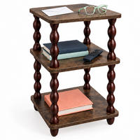 MĂSUȚĂ LATERALĂ Maro vintage 3 rafturi - maro închis, compozit lemnos/lemn (30/34/57.5cm) - Relaxdays