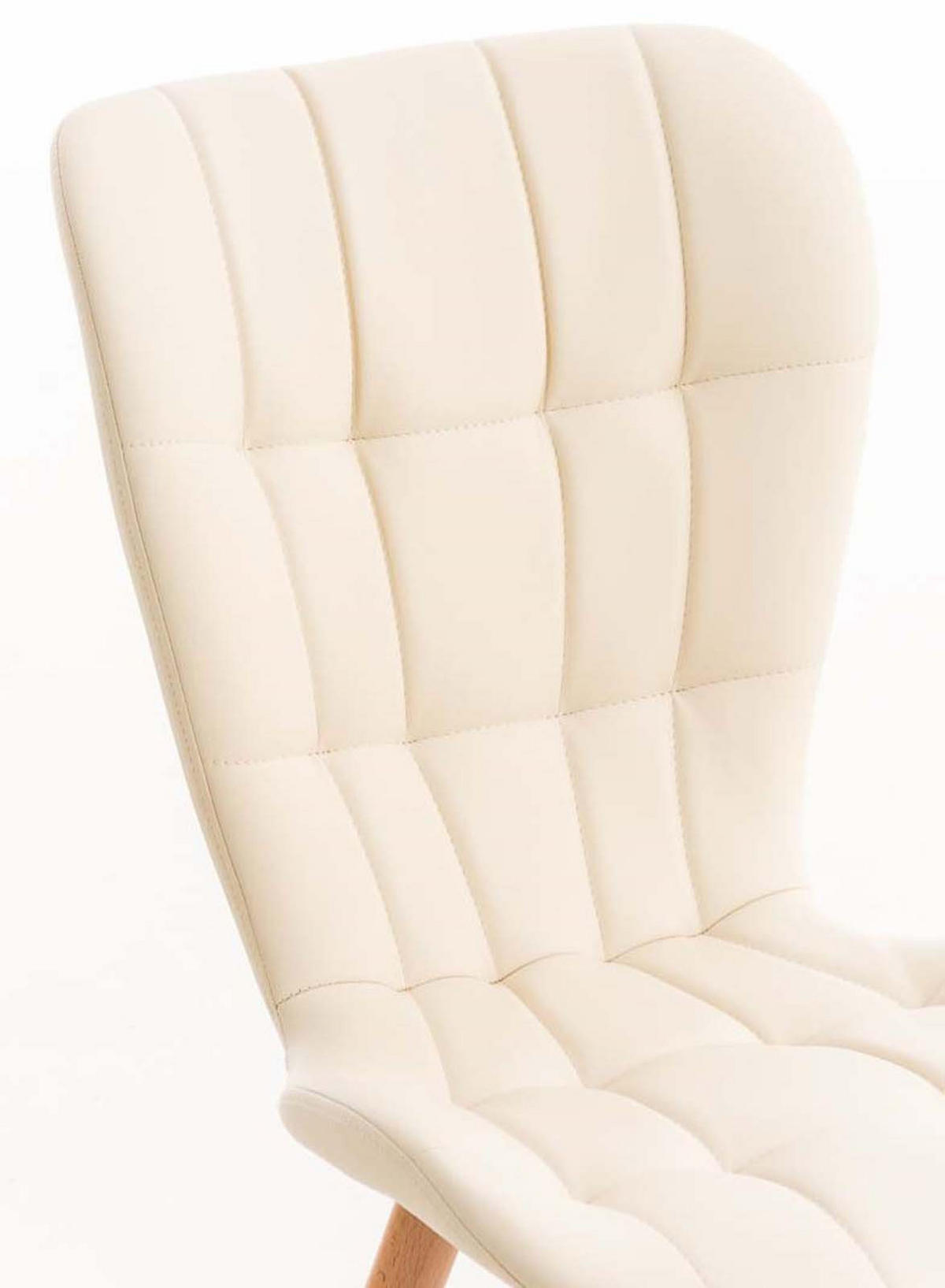 STUHL 4er Set Lederlook creme - Eukalyptusholzfarben/Creme, Holz/Textil (50/88/63cm) - CLP