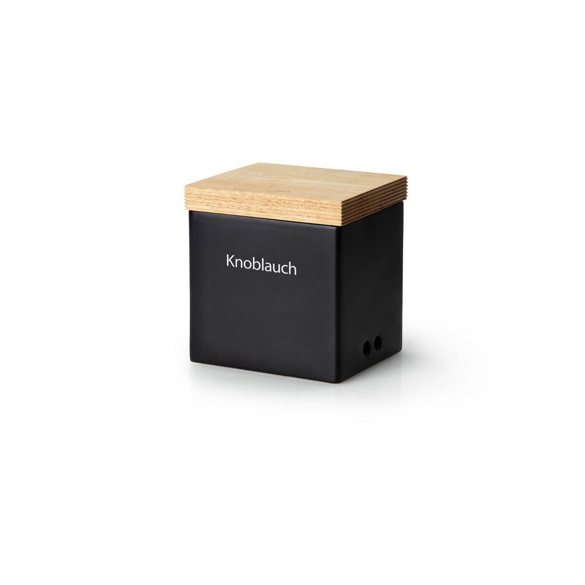 VORRATSDOSE mit Holzdeckel, Schwarz, 14 x 12 x 15.5 cm - Schwarz, Keramik (12/15.5/14cm) - Continenta