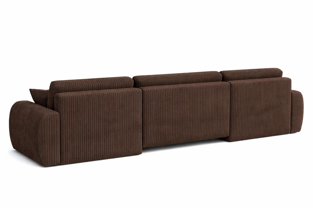 ECKSOFA Mit Schlaffunktion Und Bettkasten U-Form Ariel U, Cordstoff Poso, Braun - Braun, Holz (342/142cm) - Kaiser Möbel