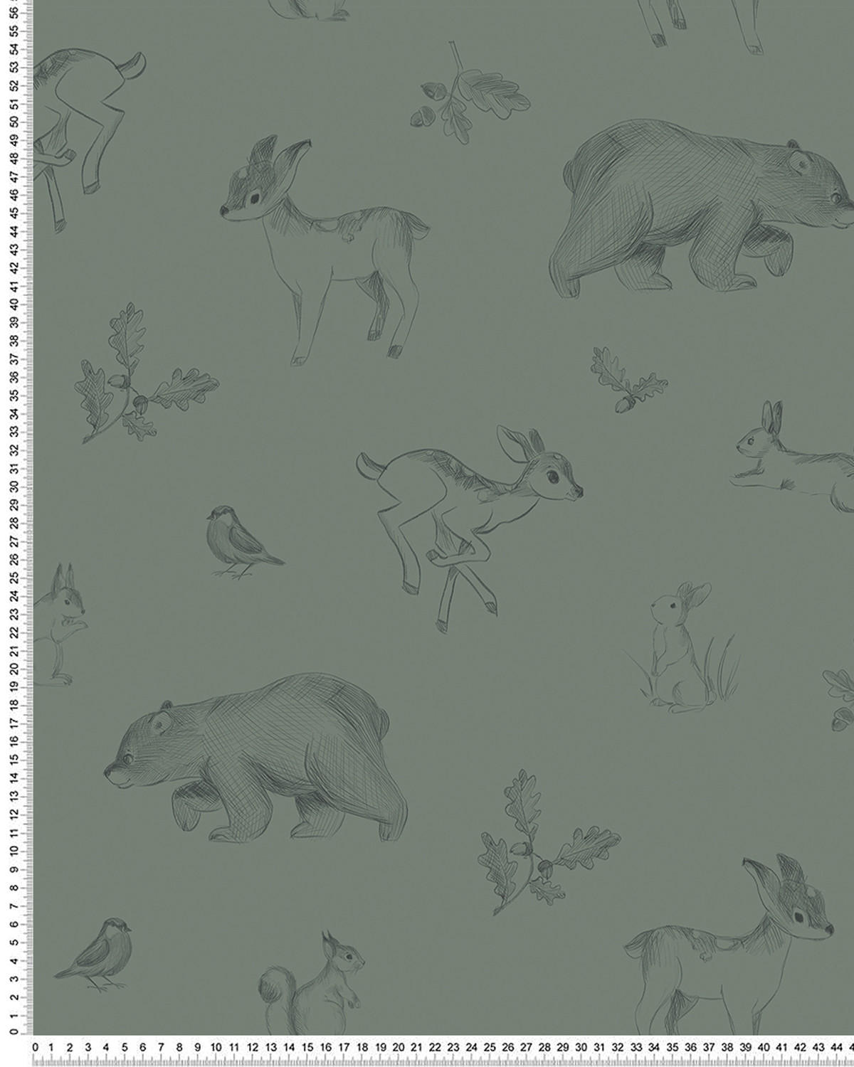 VLIESTAPETE Natural, Waldtiere 50 cm x 10 m dunkelgrün - Dunkelgrün, Papier (1000/50cm) - Lilipinso