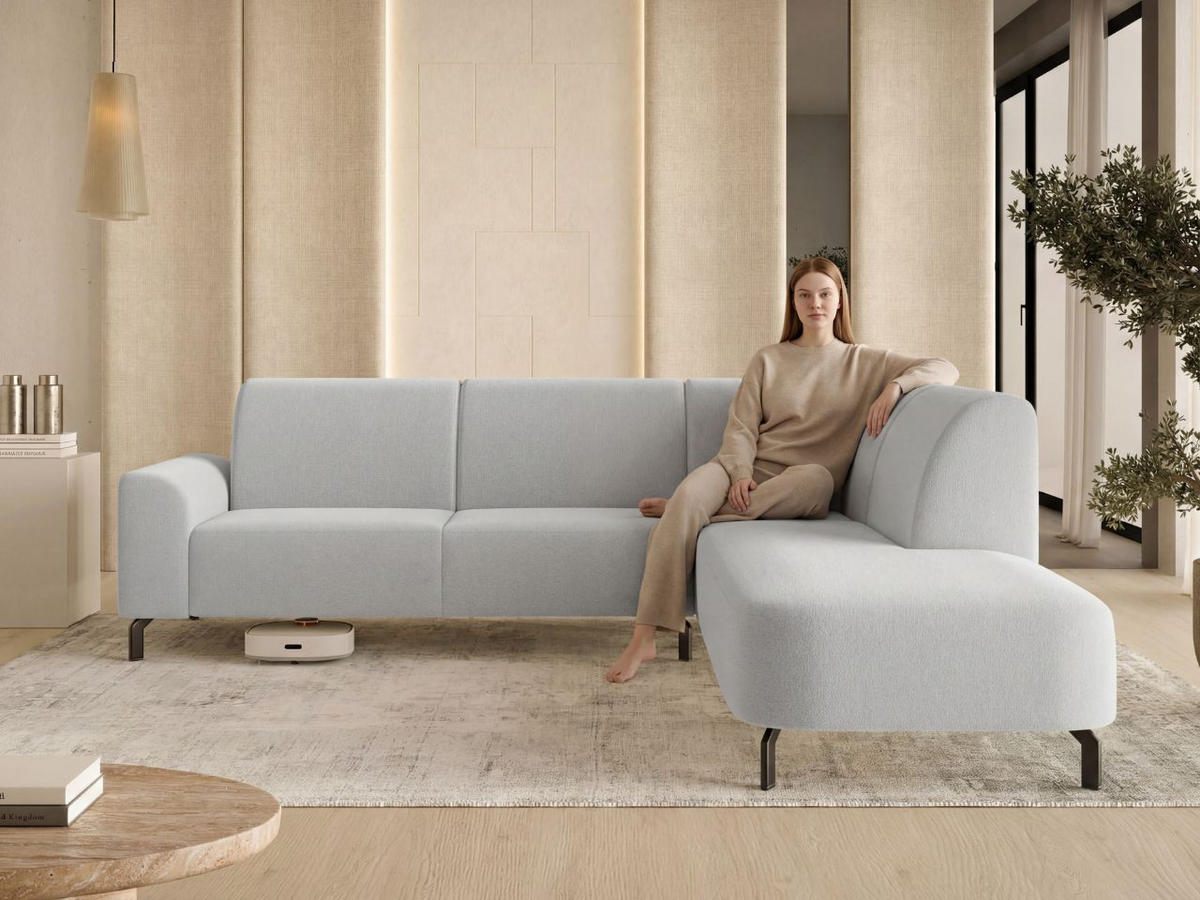 ECKSOFA Regento Grau Rechts - Schwarz/Grau, Holz/Textil (218/277cm) - Graingold