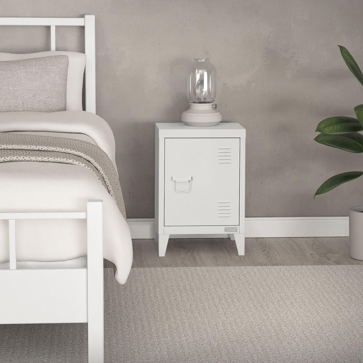 NACHTTISCH Weiß 40x30x58 cm aus Stahl - Weiß, Metall (40/58/30cm) - ML-DESIGN