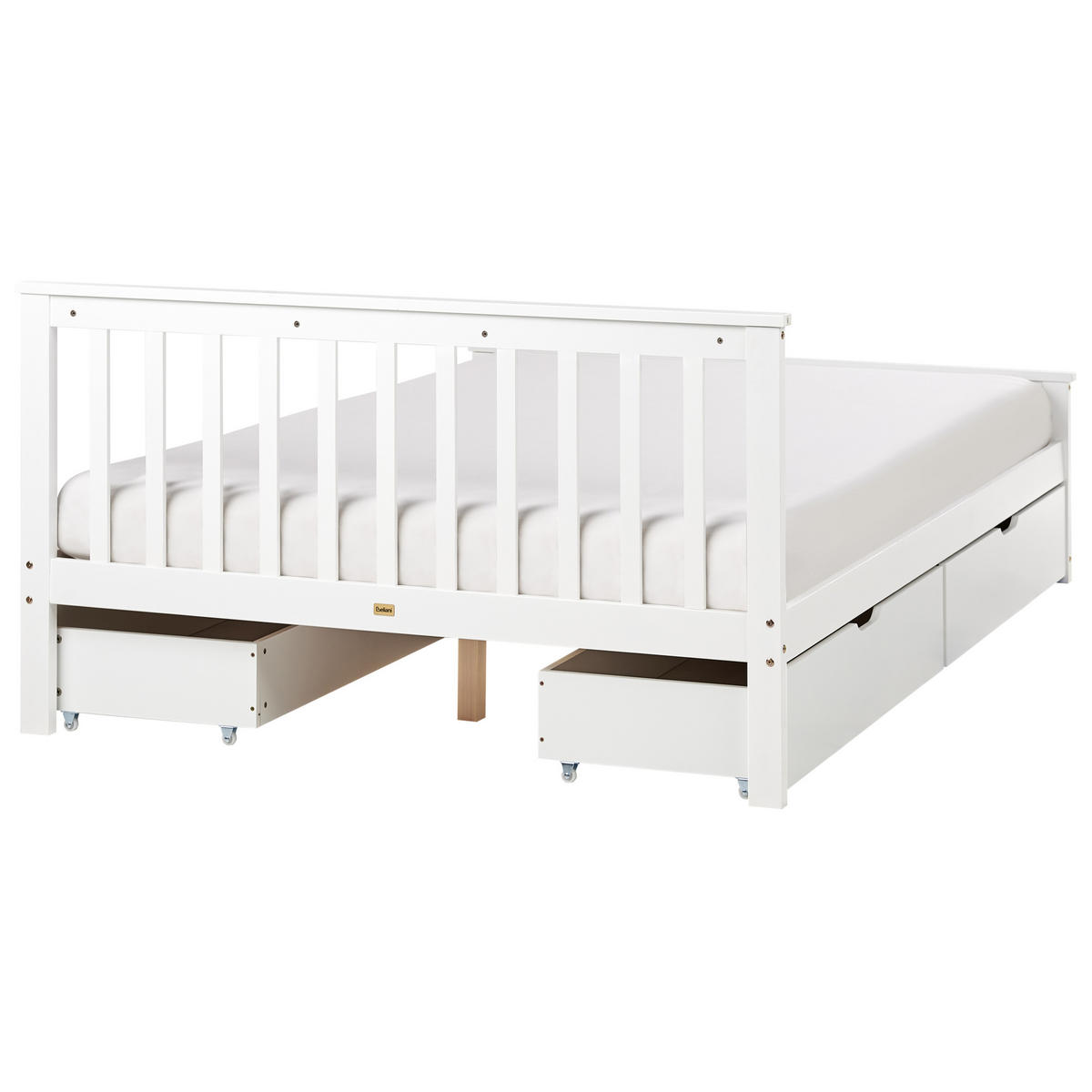 BETT mit Schubladen 140x200 cm Weiß Olendon - Weiß, Holz (140/200cm) - Beliani