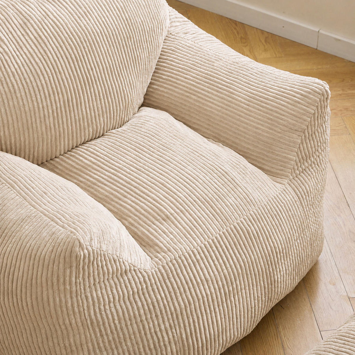 POUF kord Beige - Beige, Textil (95/80/95cm) - Nordlys