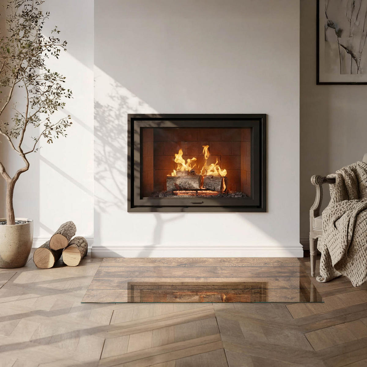 GLASPLATTE für Kamin 100x50 cm - Braun, Glas (100/50/0.4cm) - TULUP