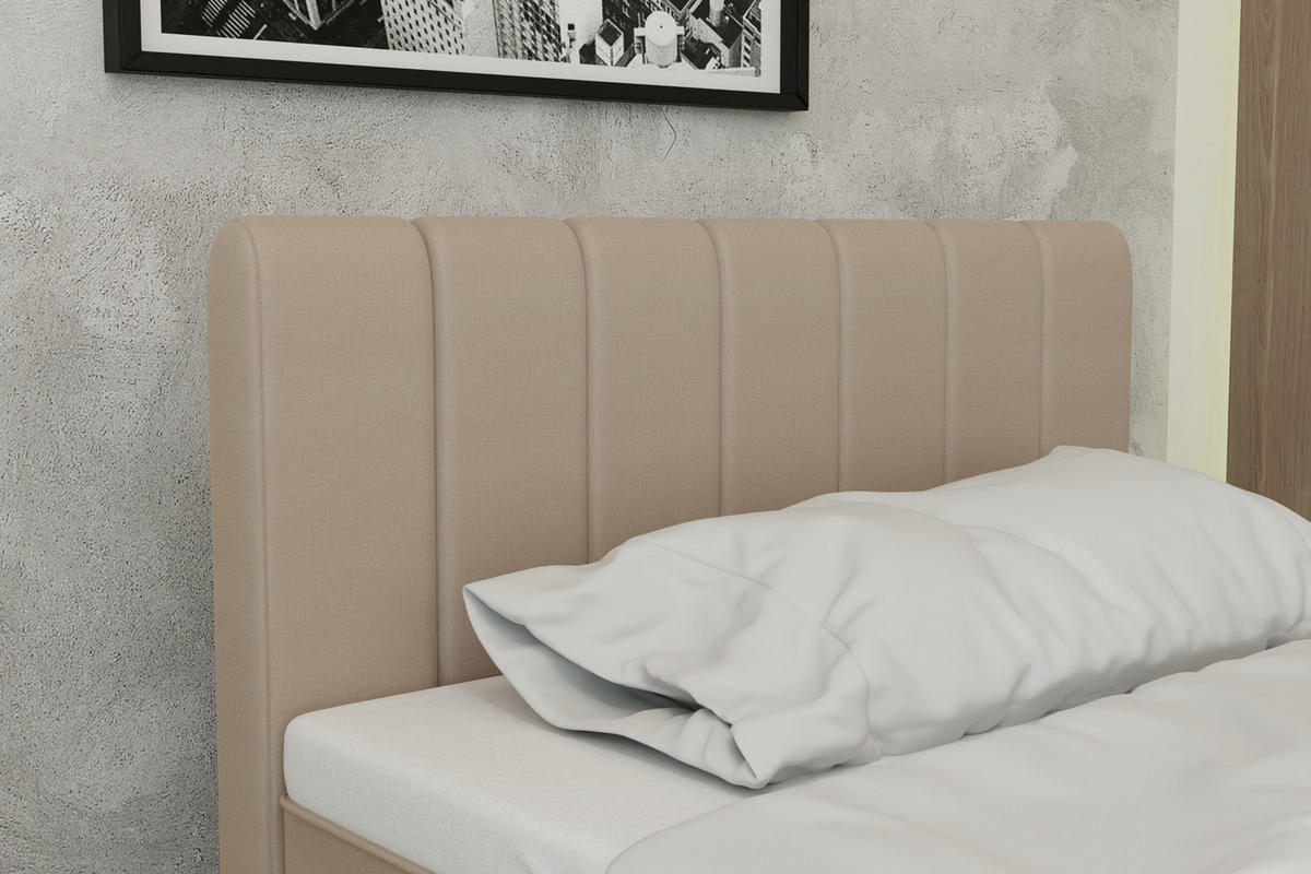 BOXBETT AVALON 120 x 200 cm mit Bettkasten und Topper - Beige - Beige, Holz - Panda Möbel