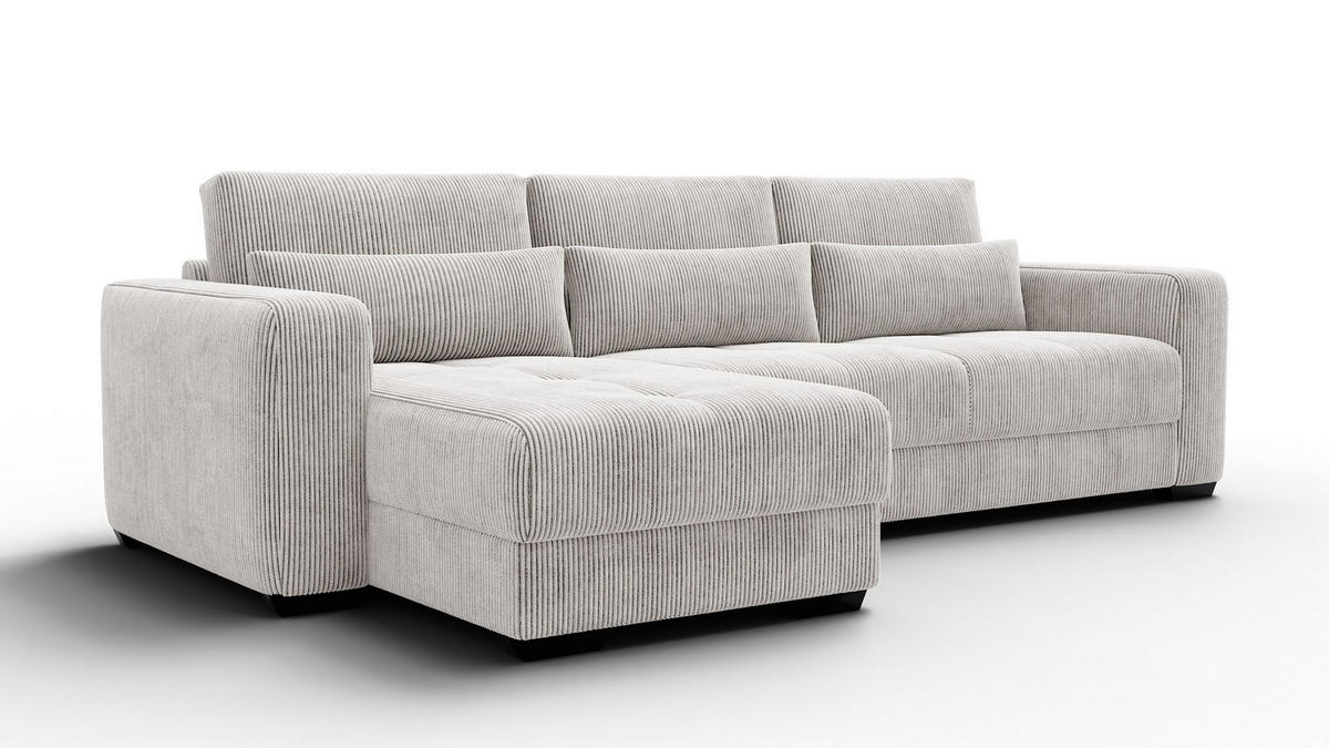 ECKSOFA OLI 4-Sitzer links, perlweiß - Weiß, Holz/Textil (295/172cm) - Courtois Laville