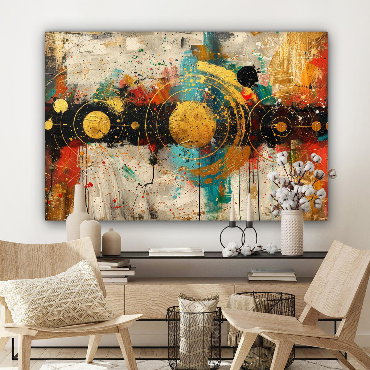 OBRAZ NA PLÁTNE Abstraktné - umenie - zlaté - moderné 140x90 cm - viacfarebná, textil (140/90cm) - MuchoWow