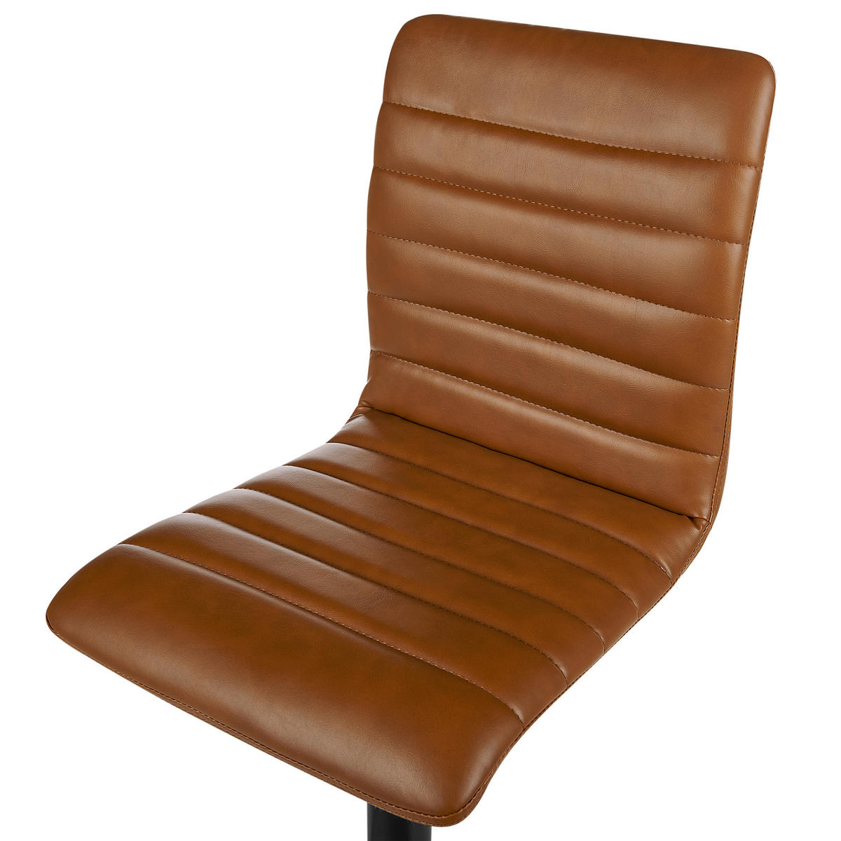 BARHOCKER 2er-Set Kunstleder goldbraun/schwarz höhenverstellbar Lucerne - Schwarz/Braun, Kunststoff (39/49cm) - Beliani