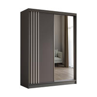 ŠATNÍ SKŘÍŇ S POSUVNÝMI DVEŘMI NELVIA, 160/216/61 cm 2dveřová se zrcadlem, šedá - šedá, kompozitní dřevo (160/216/61cm) - MASSENO