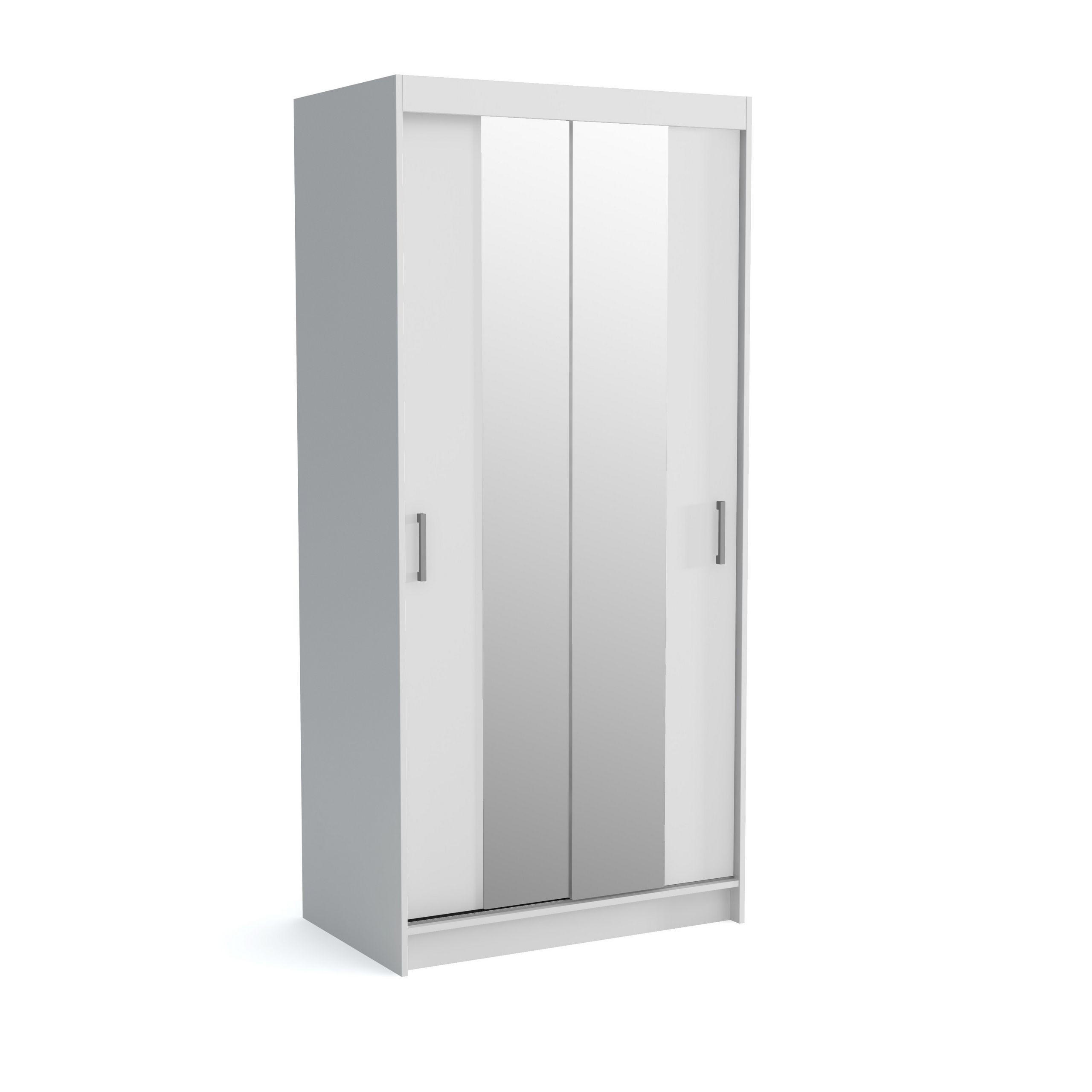 SCHWEBETÜRENSCHRANK NICOLA 100/215/60 cm 2-türig Weiß - Weiß, Holzwerkstoff (100/215/60cm) - MASSENO