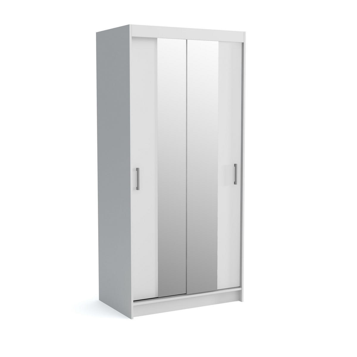 SCHWEBETÜRENSCHRANK NICOLA 100/215/60 cm 2-türig Weiß - Weiß, Holzwerkstoff (100/215/60cm) - MASSENO