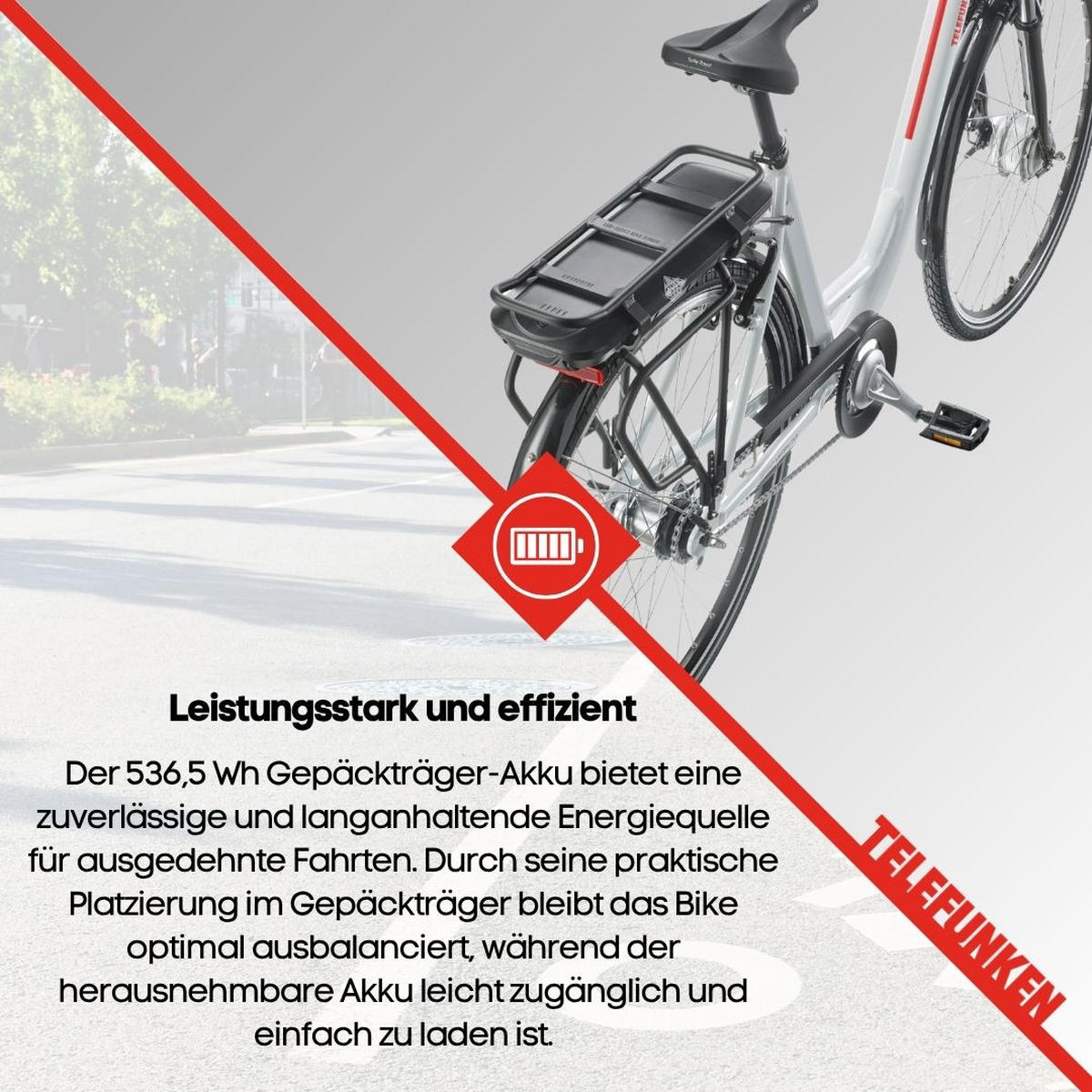 E-BIKE Cityrad Multitalent RC657 28 Zoll Elektrofahrrad 536,5 Wh Frontmotor 7-Gang-Kettenschaltung - Weiß, Metall (110cm) - Telefunken