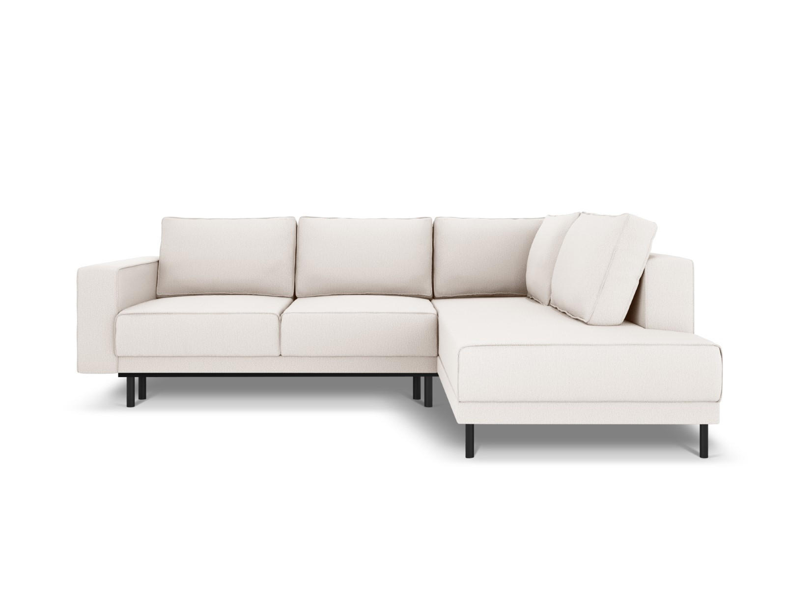 AUSKLAPPBARES-ECKSOFA rechts Caro aus strukturiertem Stoff leichtes beige 5 Sitzplätze - Beige, Textil (187/247cm) - Micadoni